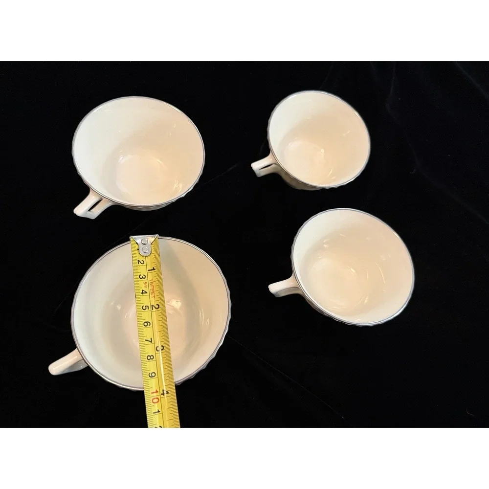 Lenox‎ Colonnade Platinum - 4 Tea Cups with Silver Trim - W306P